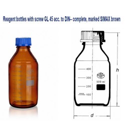 Laboratory bottle amber  screw blue cap GL45 0